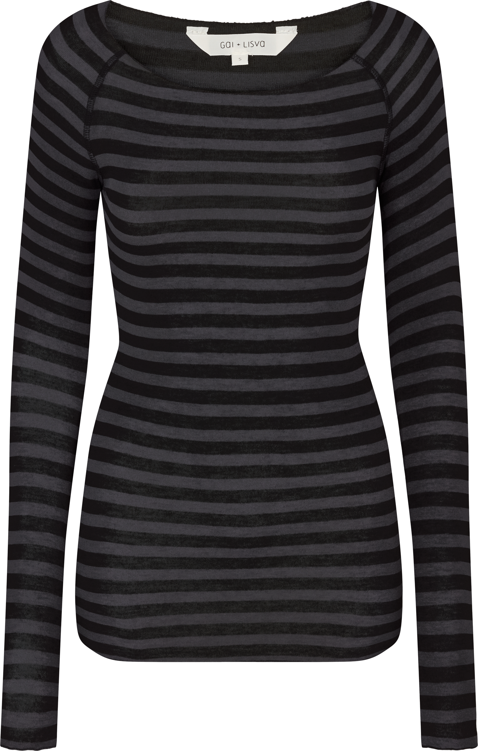 GAI+LISVA Amalie Stripe Wool Top Top 947 Dark Grey and Black Stripe