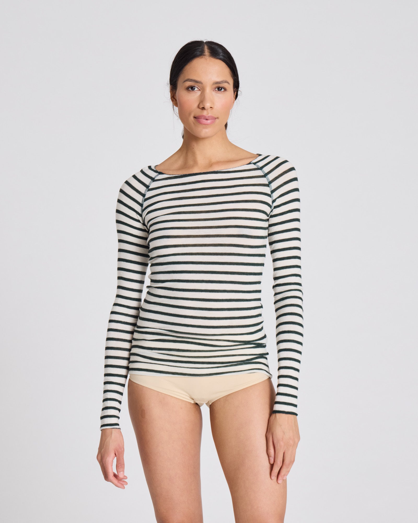 GAI+LISVA Amalie Wool Top Top 199 Reverse Dark Olive Stripe