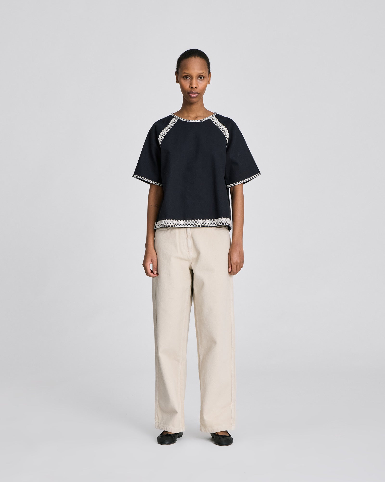 GAI+LISVA Angie S/S Cotton Twill Blouse Shirts & Blouses 650 Black