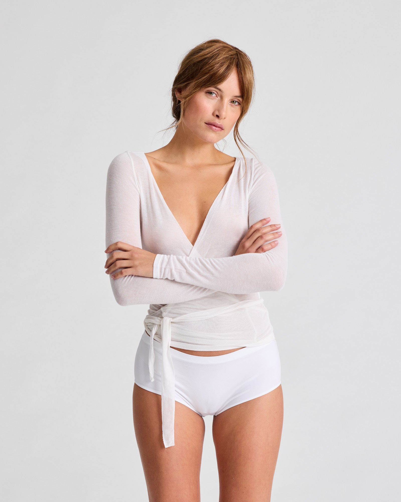 GAI+LISVA Anne Wool Wrap Top Tops & T-shirts 100 White