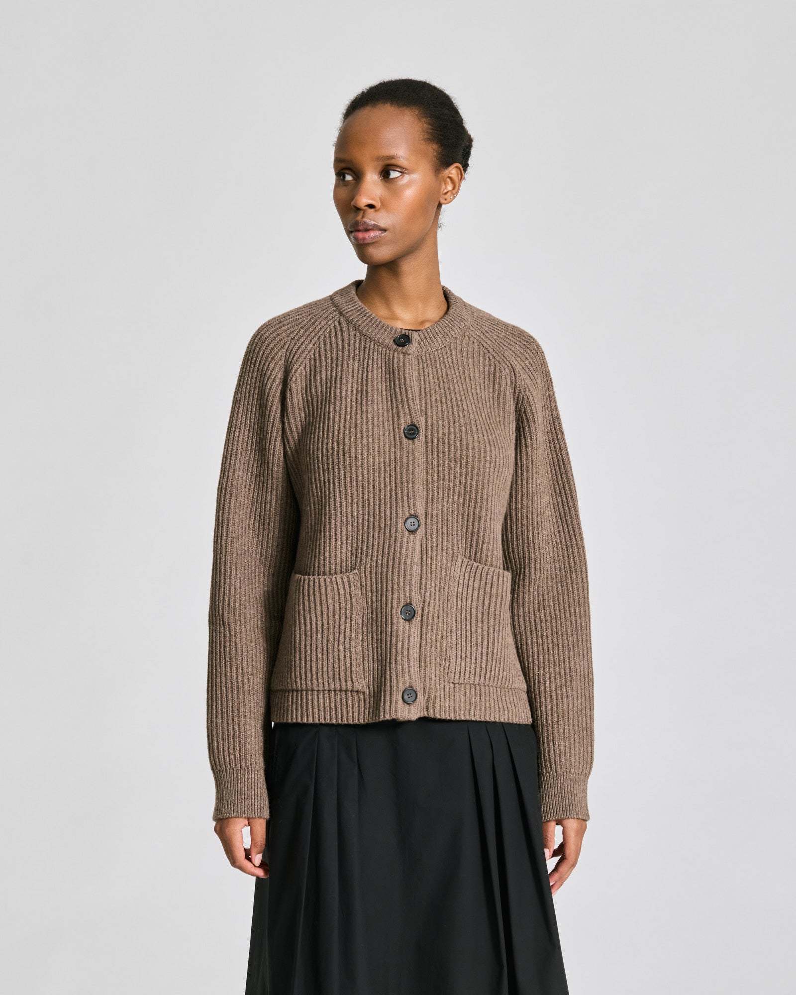 GAI+LISVA Augusta L/S Cardigan Lambswool Knit Lambswool l Knitwear 756 Mole Melangé