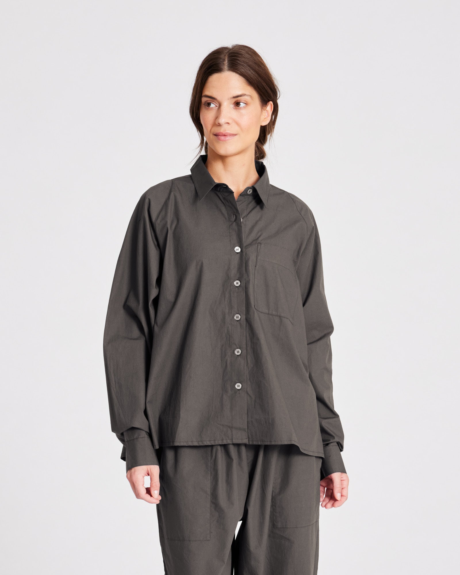 GAI+LISVA Bella Raglan L/S Poplin Short Shirt GOTS 243975 Top 191 Beluga