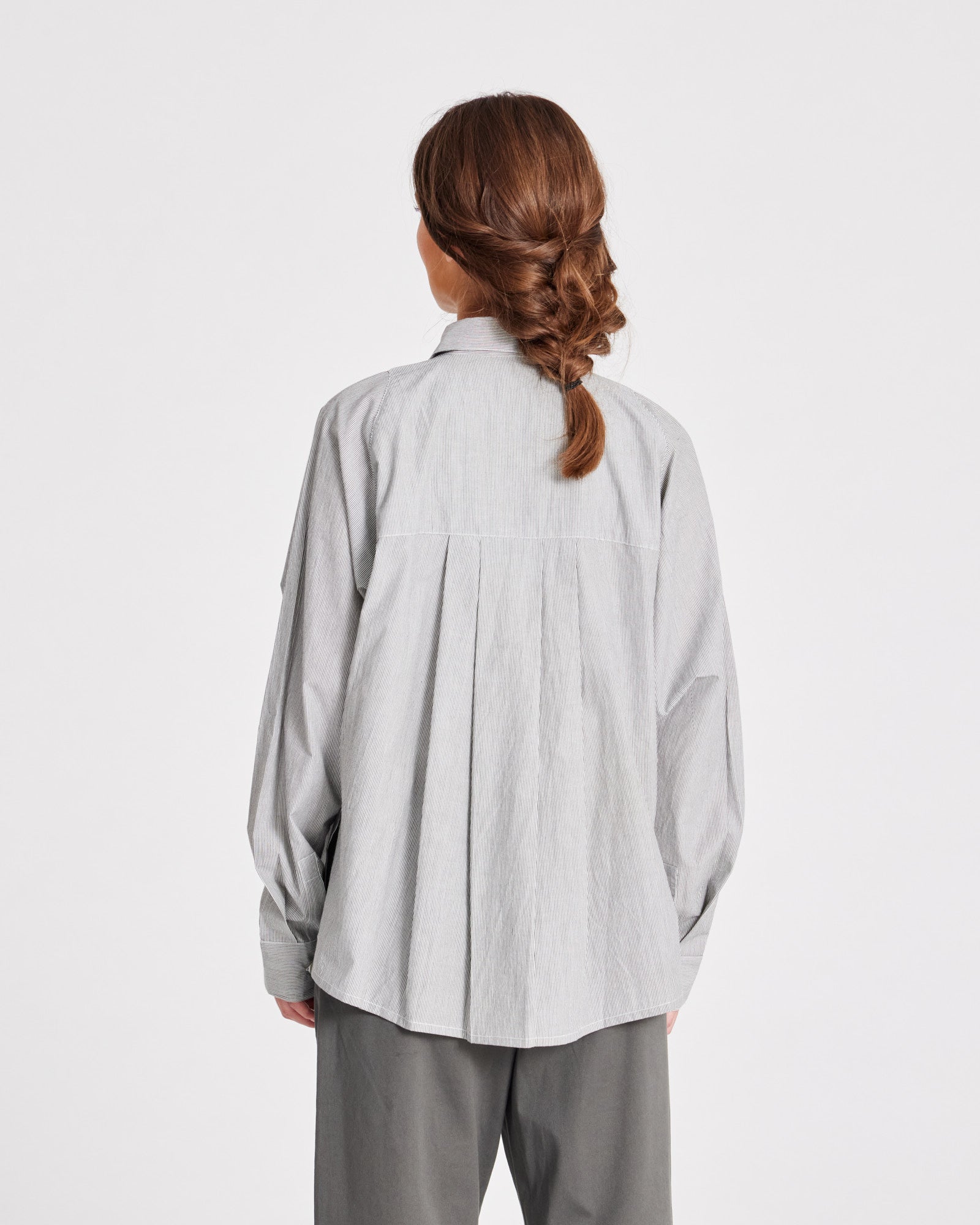 GAI+LISVA Bella Raglan L/S Striped Poplin Short Shirt GOTS 243975 Top 255 Dark Grey/Ecru Stripe