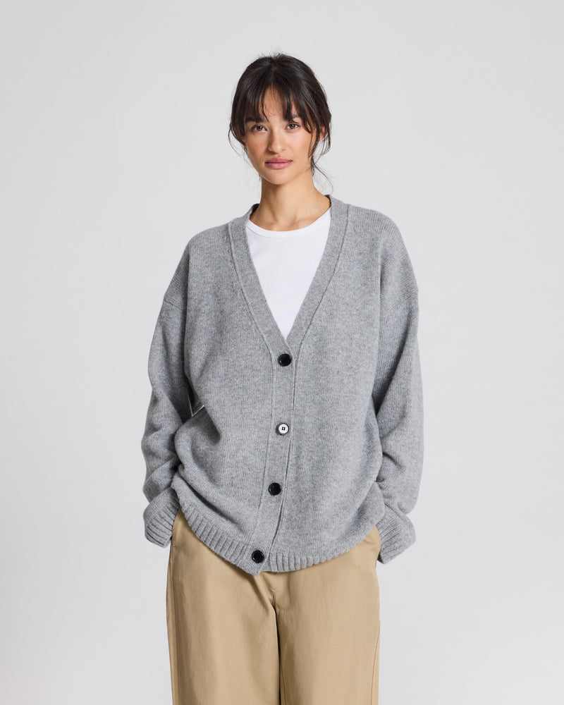 GAI+LISVA Edith Lambswool Cardigan GOTS 243975 Knit 602 Grey Melange