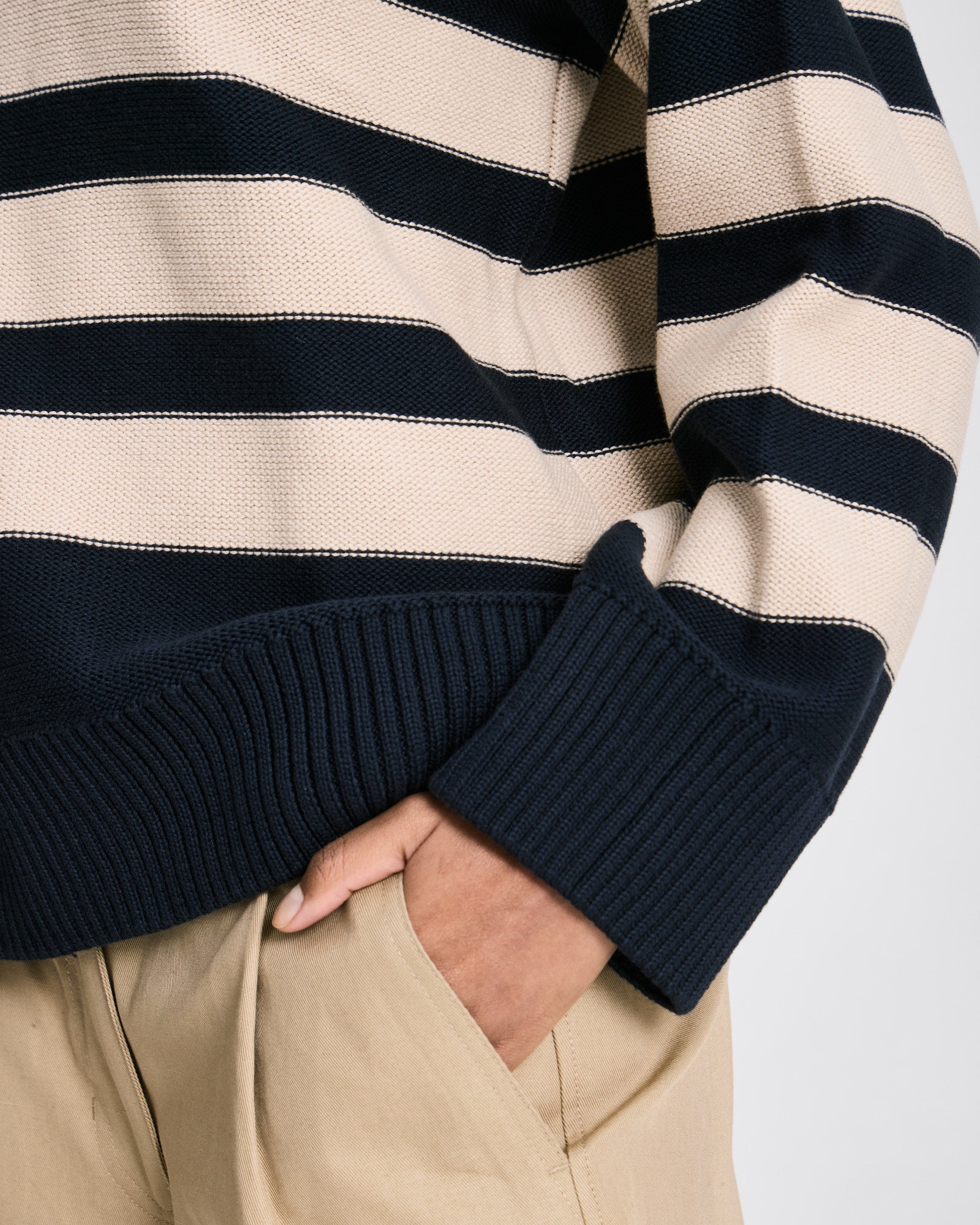GAI+LISVA Fiona L/S Cotton Knit GOTS Cotton l Knitwear 706 Striped Midnight Blue /Ancient Grey