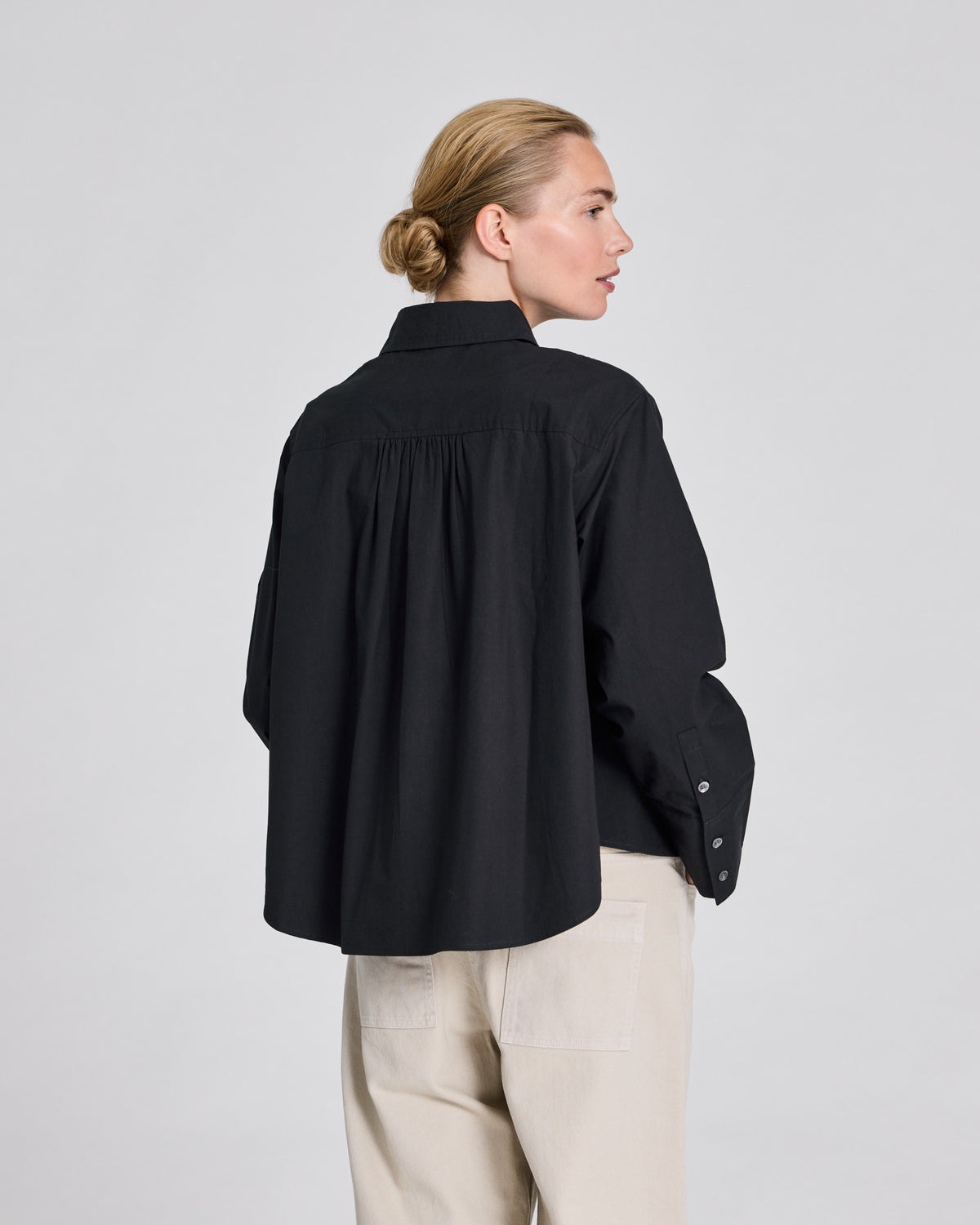 GAI+LISVA Isabella L/S Poplin Shirt Shirts & Blouses 652 Stretch Limo Black