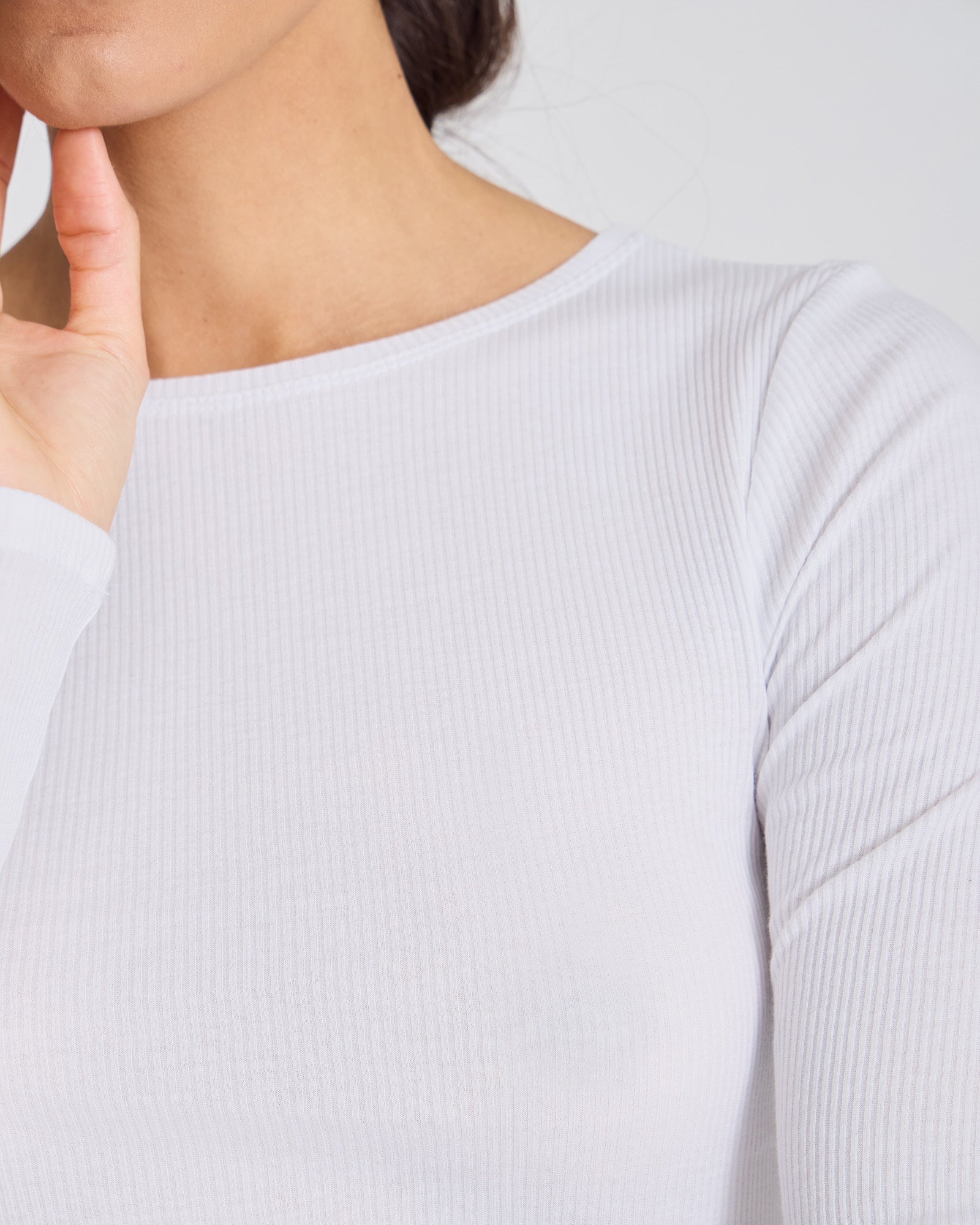 GAI+LISVA Lise L/S Cotton Top 3x2x Rib GOTS 243975 Top 100 White
