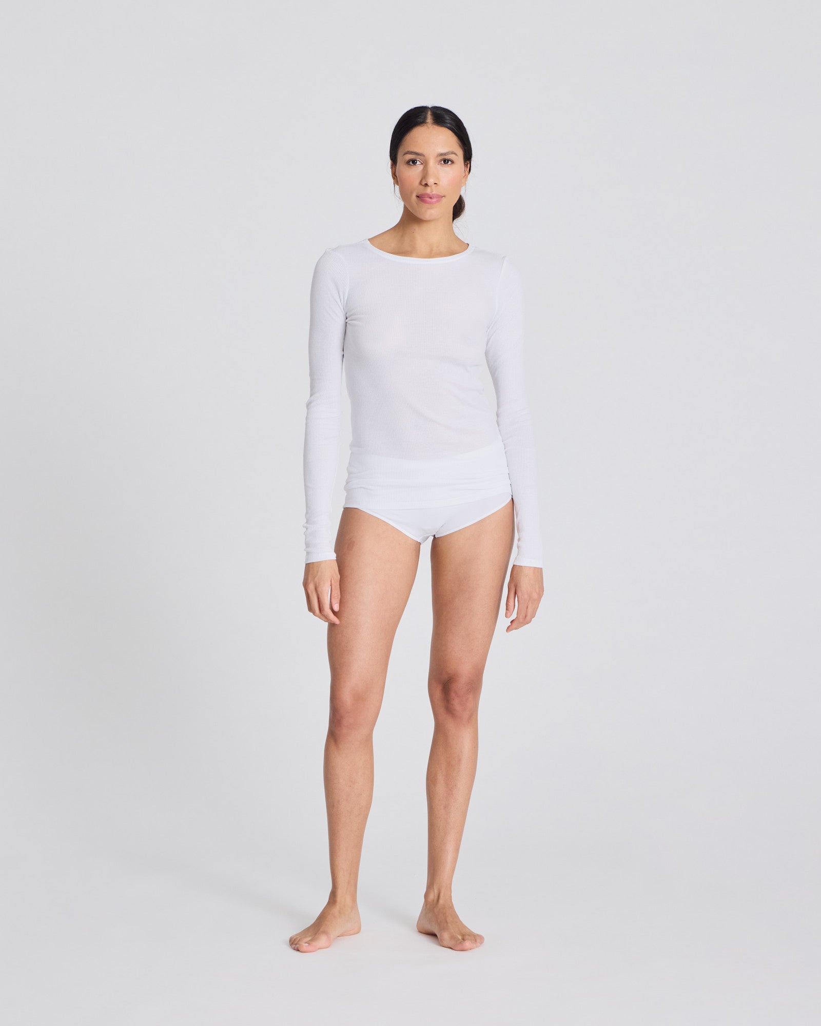 GAI+LISVA Lise L/S Cotton Top 3x2x Rib GOTS 243975 Top 100 White