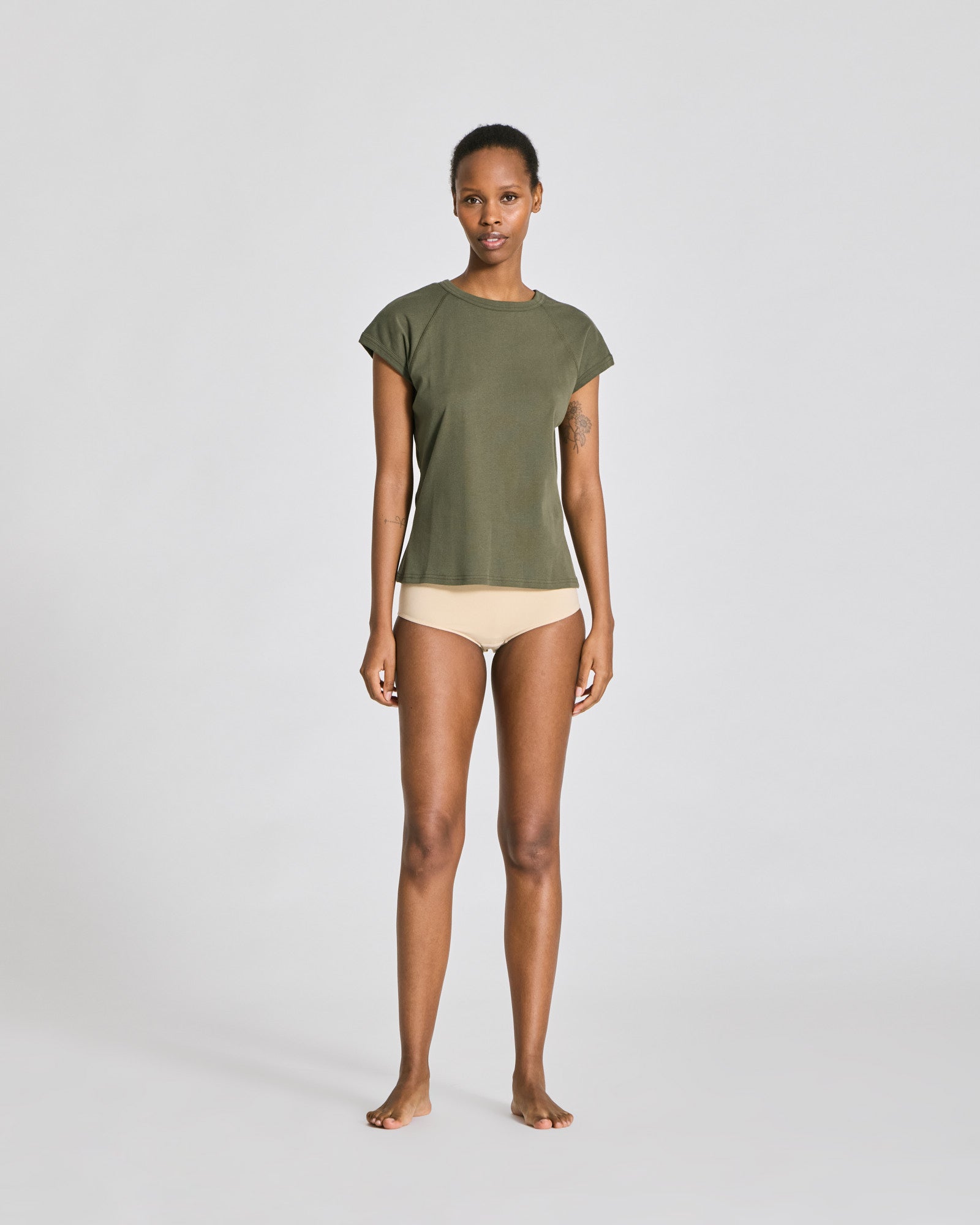 GAI+LISVA Malou S/S Cotton 1x1 Rib Tee GOTS Tops & T-shirts 170 Olive Night