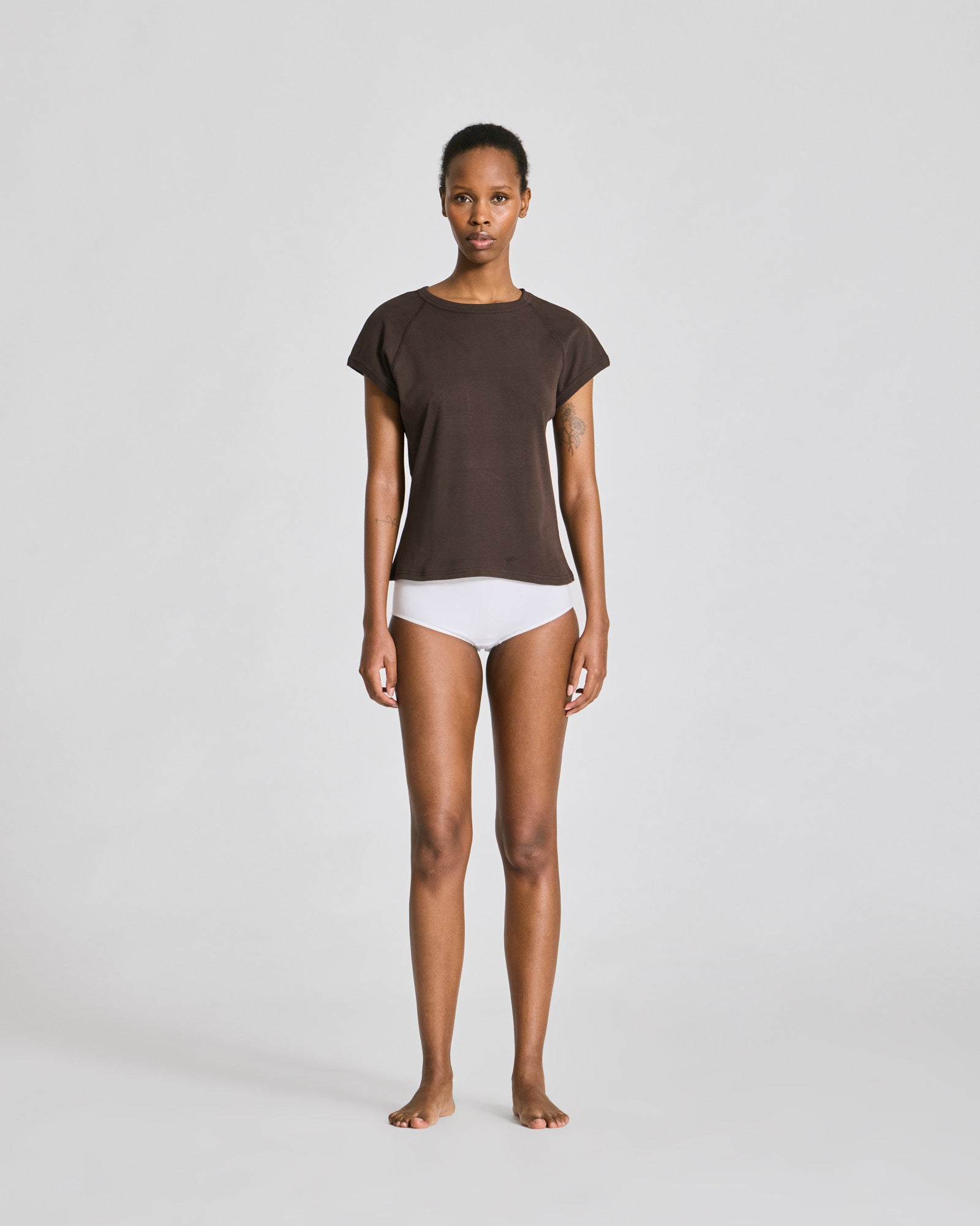 GAI+LISVA Malou S/S Cotton 1x1 Rib Tee GOTS Tops & T-shirts 681 Mulch