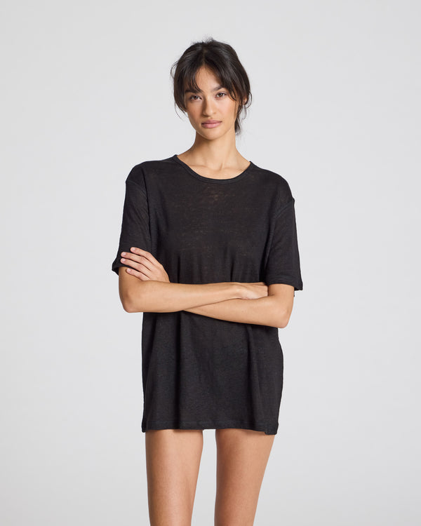 GAI+LISVA Nynne Linen Tee shirt Top 650 Black