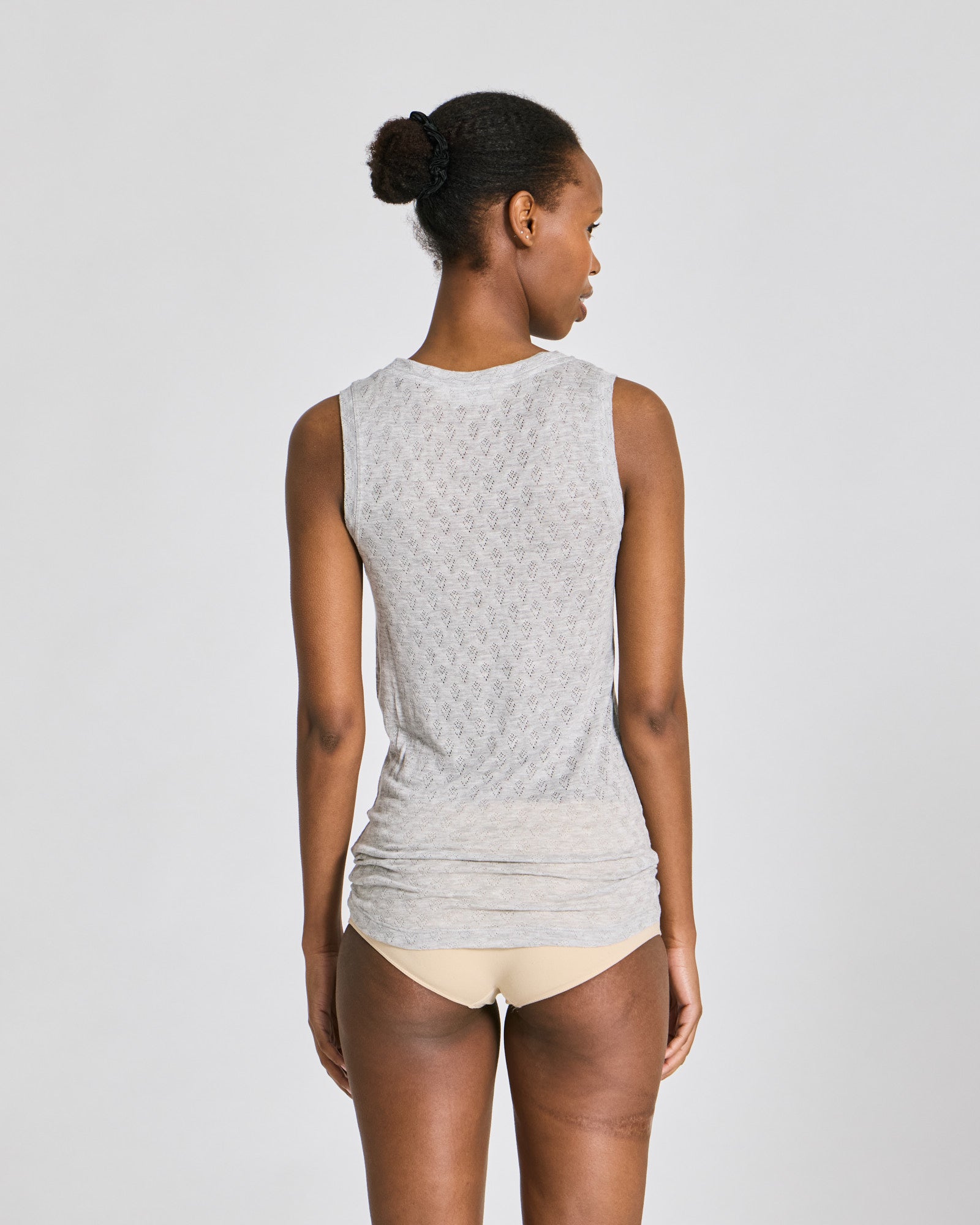 GAI+LISVA Ottelia V-neck S´less Silk Top Tops & T-shirts 601 Light Grey Melange