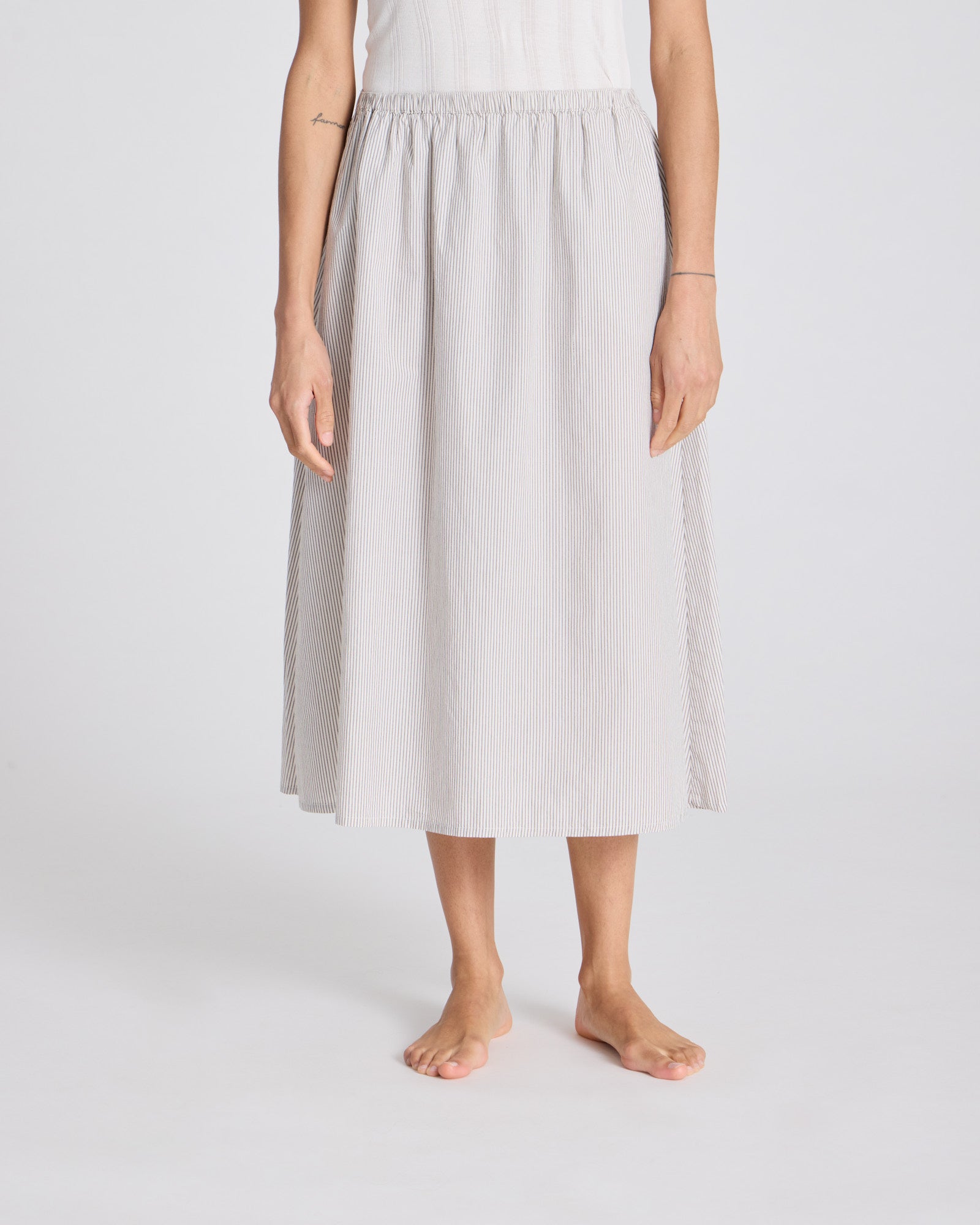 GAI+LISVA Petra Skirt Poplin Dresses & Skirts 126 Mulch White Stripe