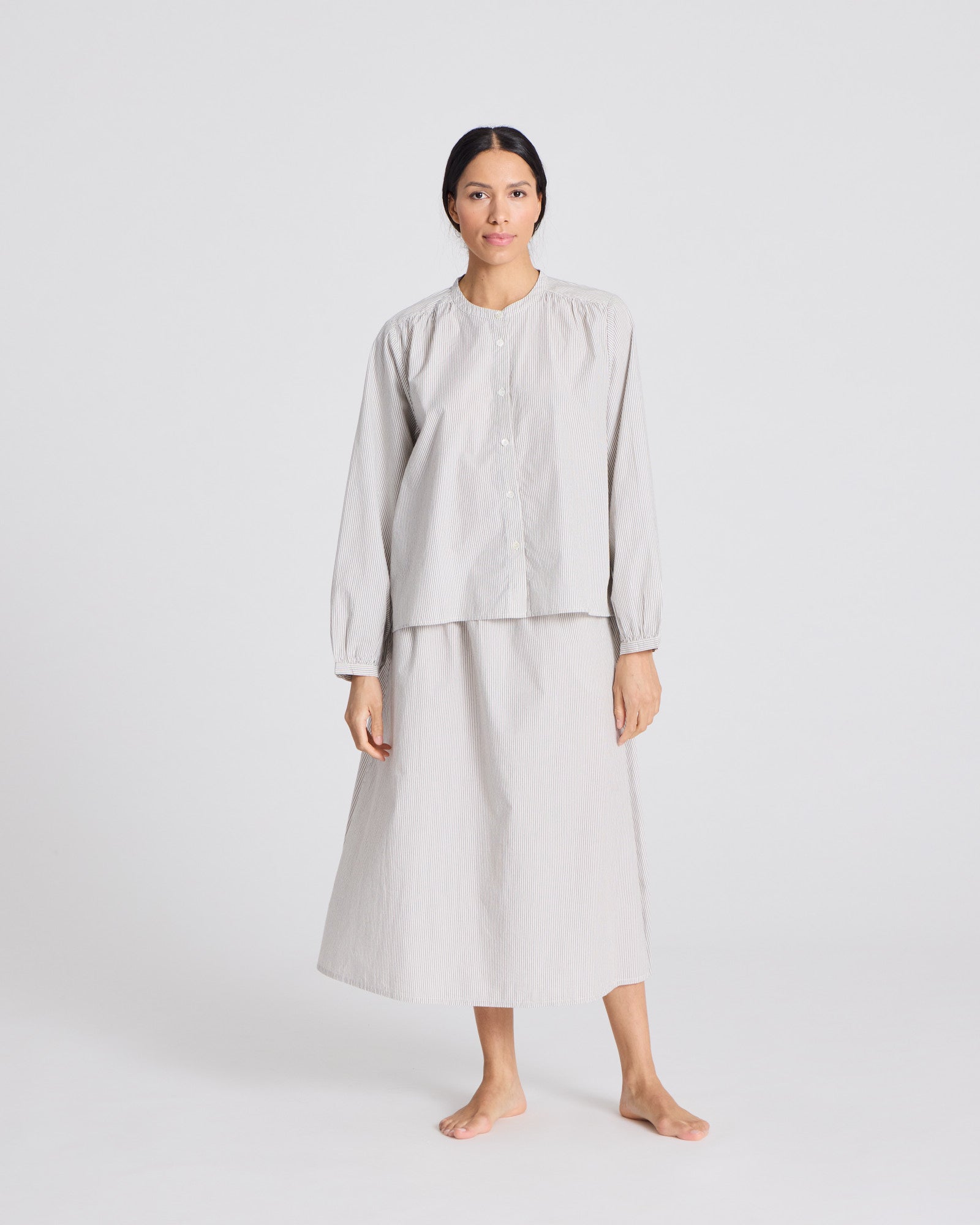 GAI+LISVA Petra Skirt Poplin Dresses & Skirts 126 Mulch White Stripe