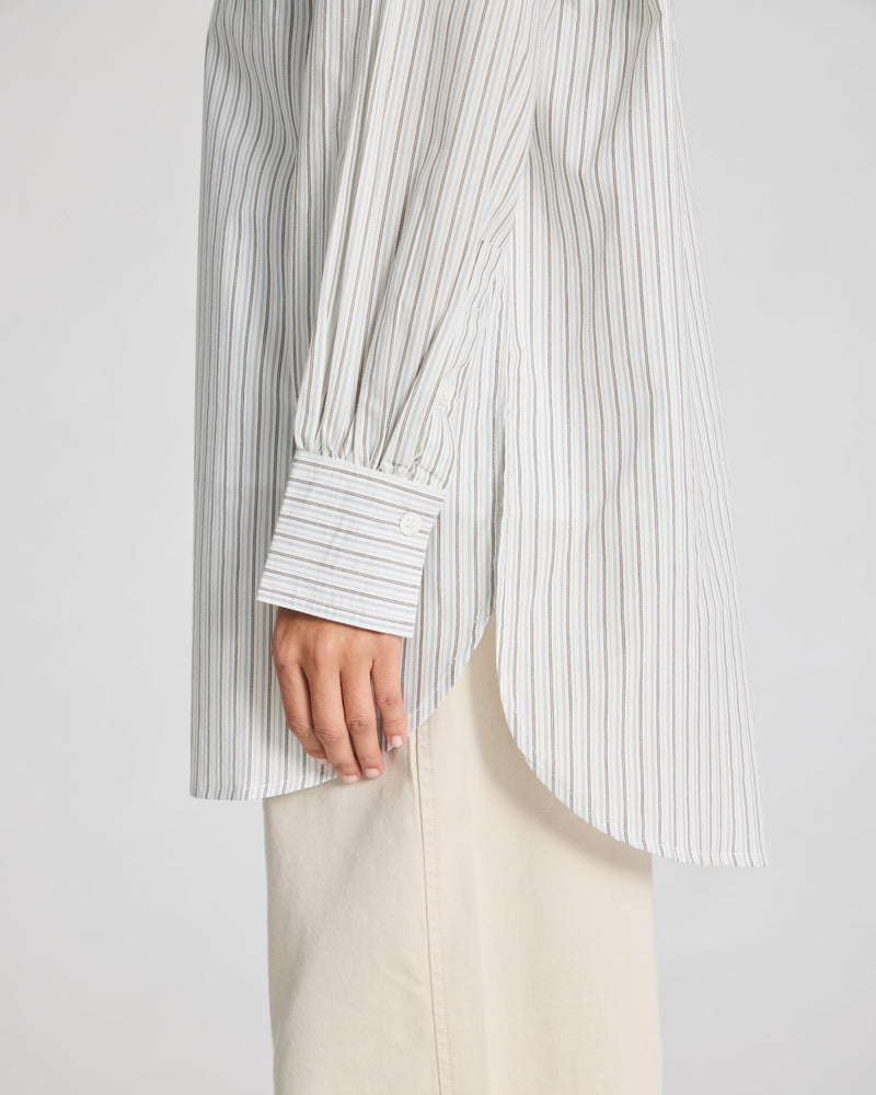 GAI+LISVA Rosa Pinstripe Shirt Cotton Poplin Shirt 961 Blue pin stripe