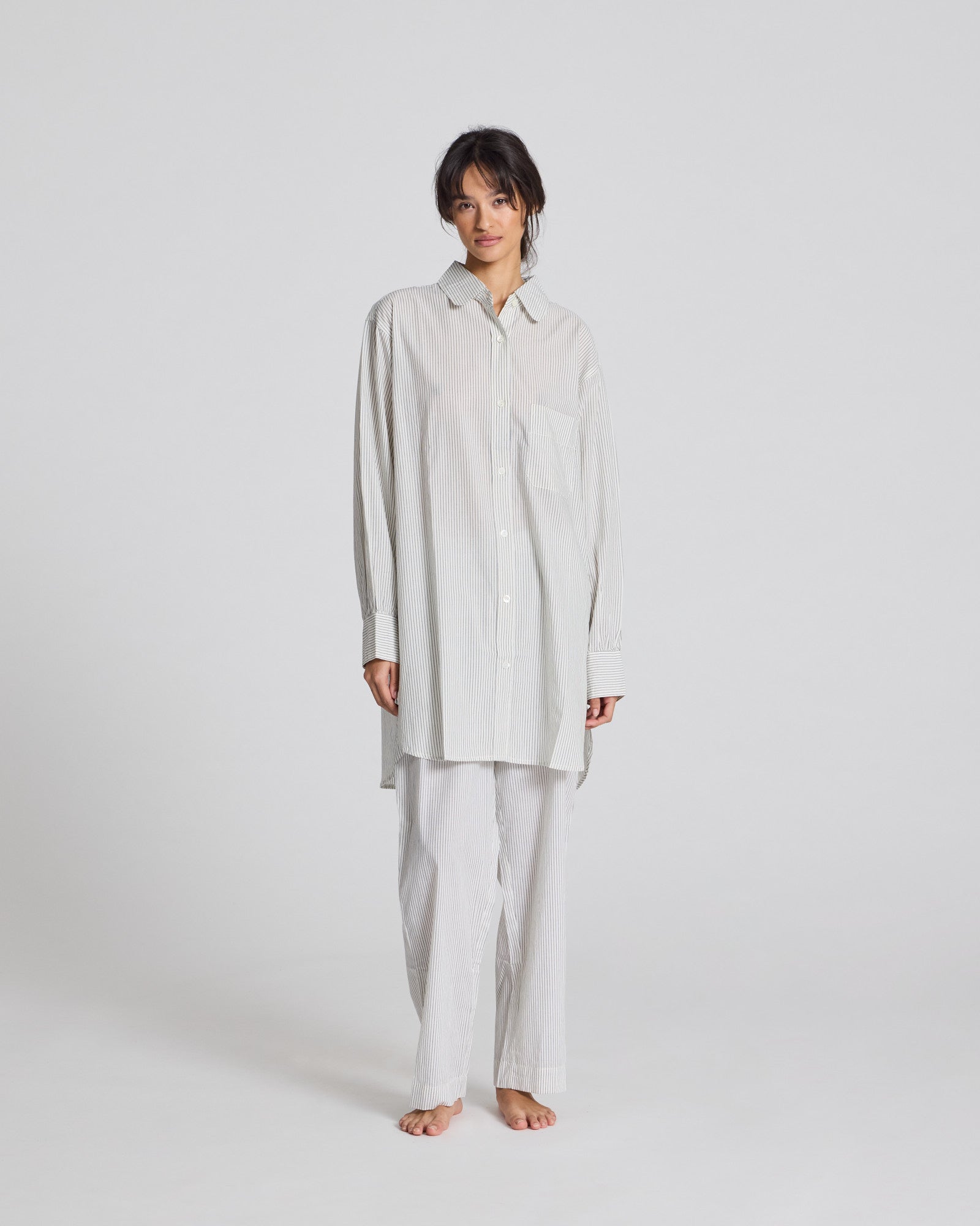 GAI+LISVA Rosa Shirt Cotton Poplin Shirt 470 Denim Blue Stripe