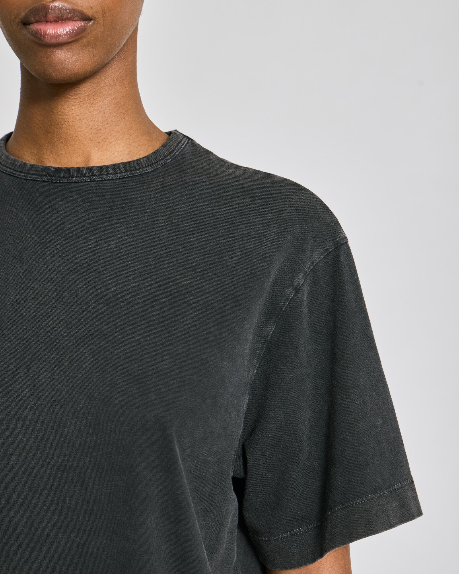 GAI+LISVA Sally S/S Cotton Top Single Jersey Vintage Look Tops & T-shirts 765 Dark Grey Acid Wash