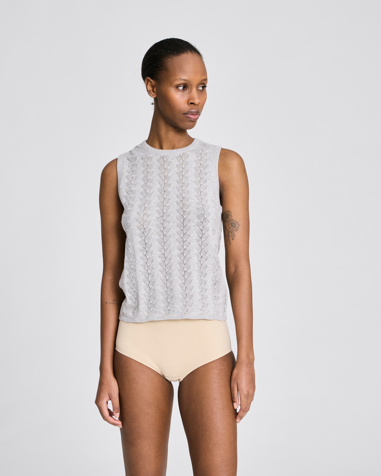 GAI+LISVA Sofie Butterfly Knit Top - GOTS Cotton l Knitwear 601 Light Grey Melange