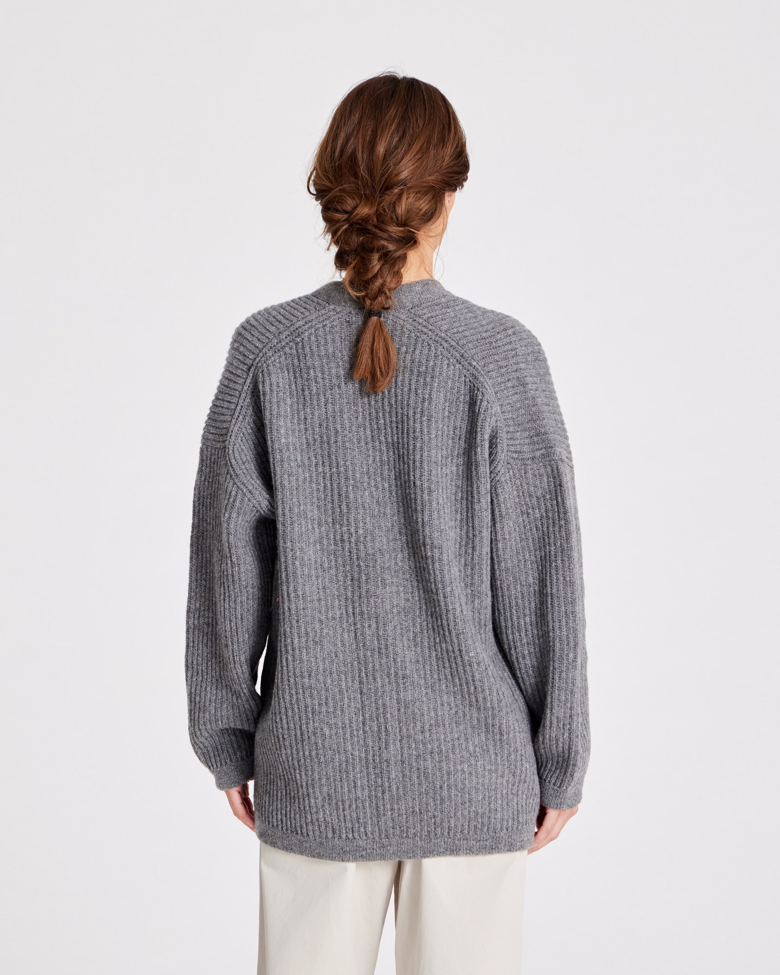 GAI+LISVA Mette Cardigan Lambswool Knit GOTS Knitwear 631 Grafitti Grey Melangé
