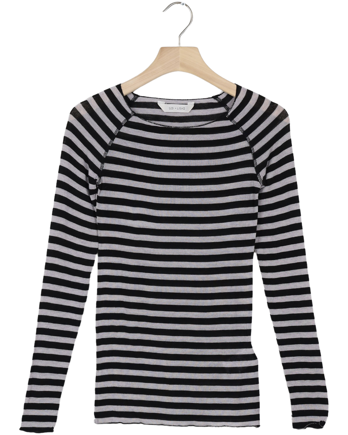 Secondhand Amalie Stripe Wool Top - Grey and Black Stripe