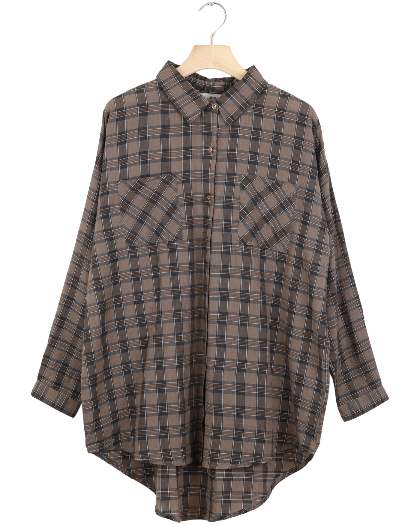 Secondhand Long Zoe Shirt - Big Brown Checks