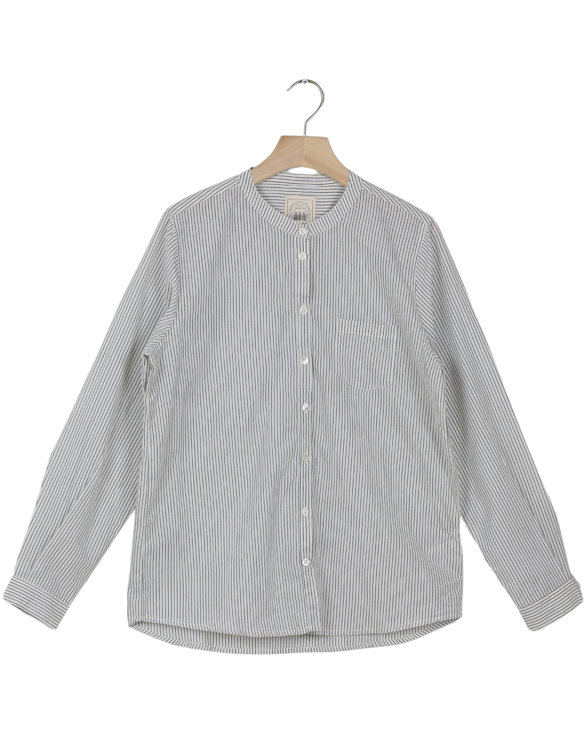 Secondhand Woodie Shirt Cotton pin stripe GOTS 243975 - Denim Blue Stripe