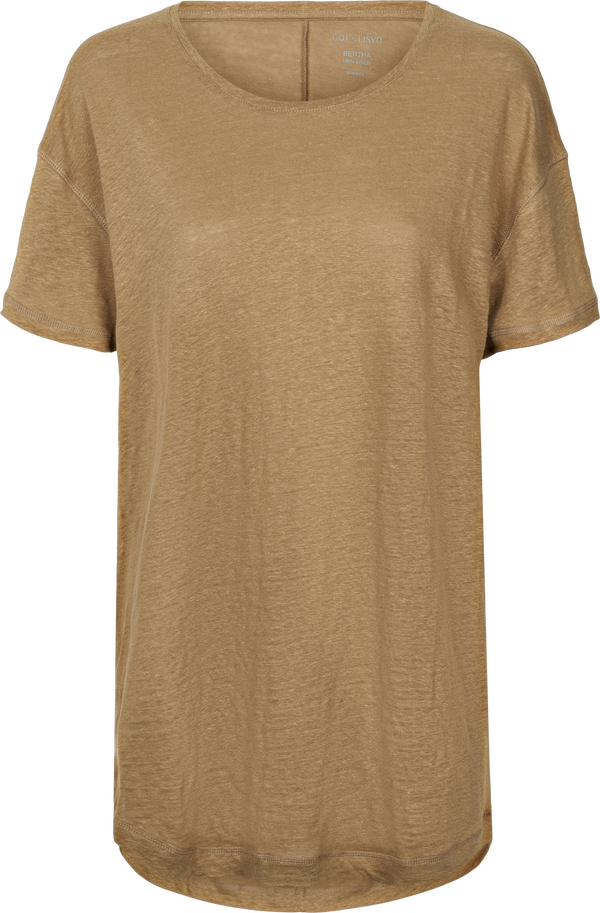 GAI+LISVA Bertha Linen T-shirt Top 178 Brown Mustard